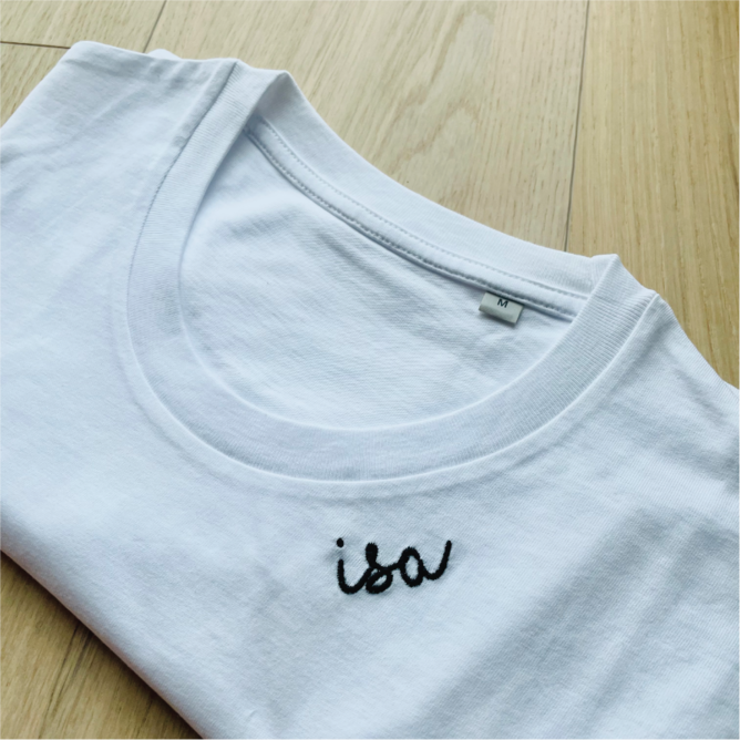 Embroidered Collar Organic Cotton T-shirt 