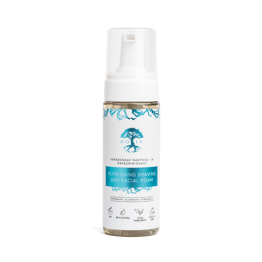 Organic Peppermint & Chamomile Face Wash and Shaving Foam by HOIA at www.brixbailey.com
