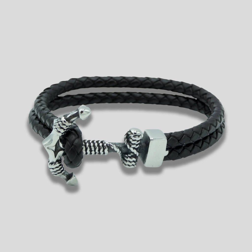 Viking Anchor Braided Bracelet - Brown