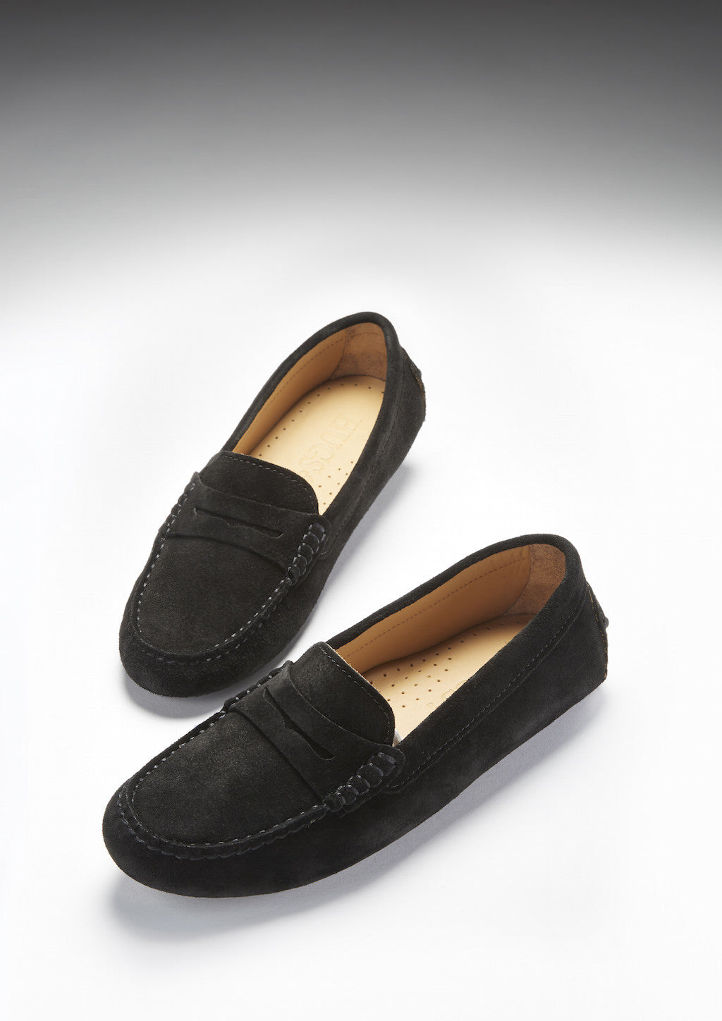 Women's Black Suede Penny Loafers