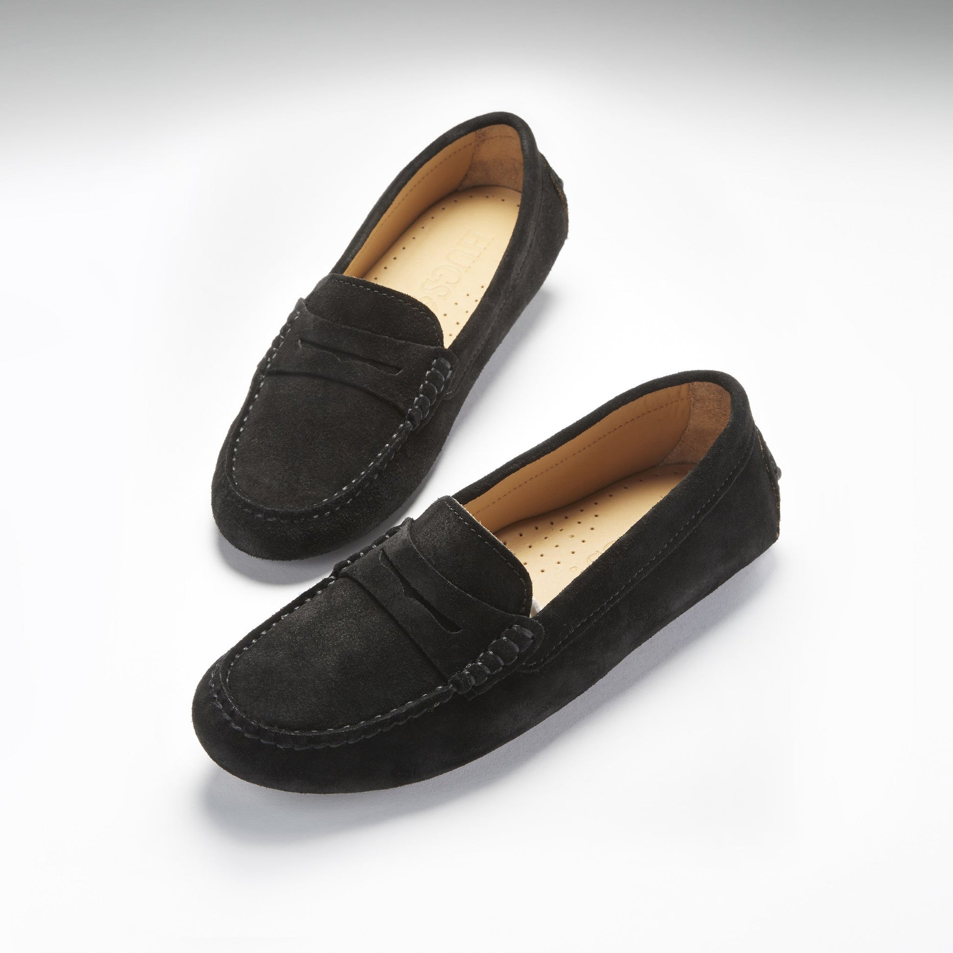 Women's Black Suede Penny Loafers