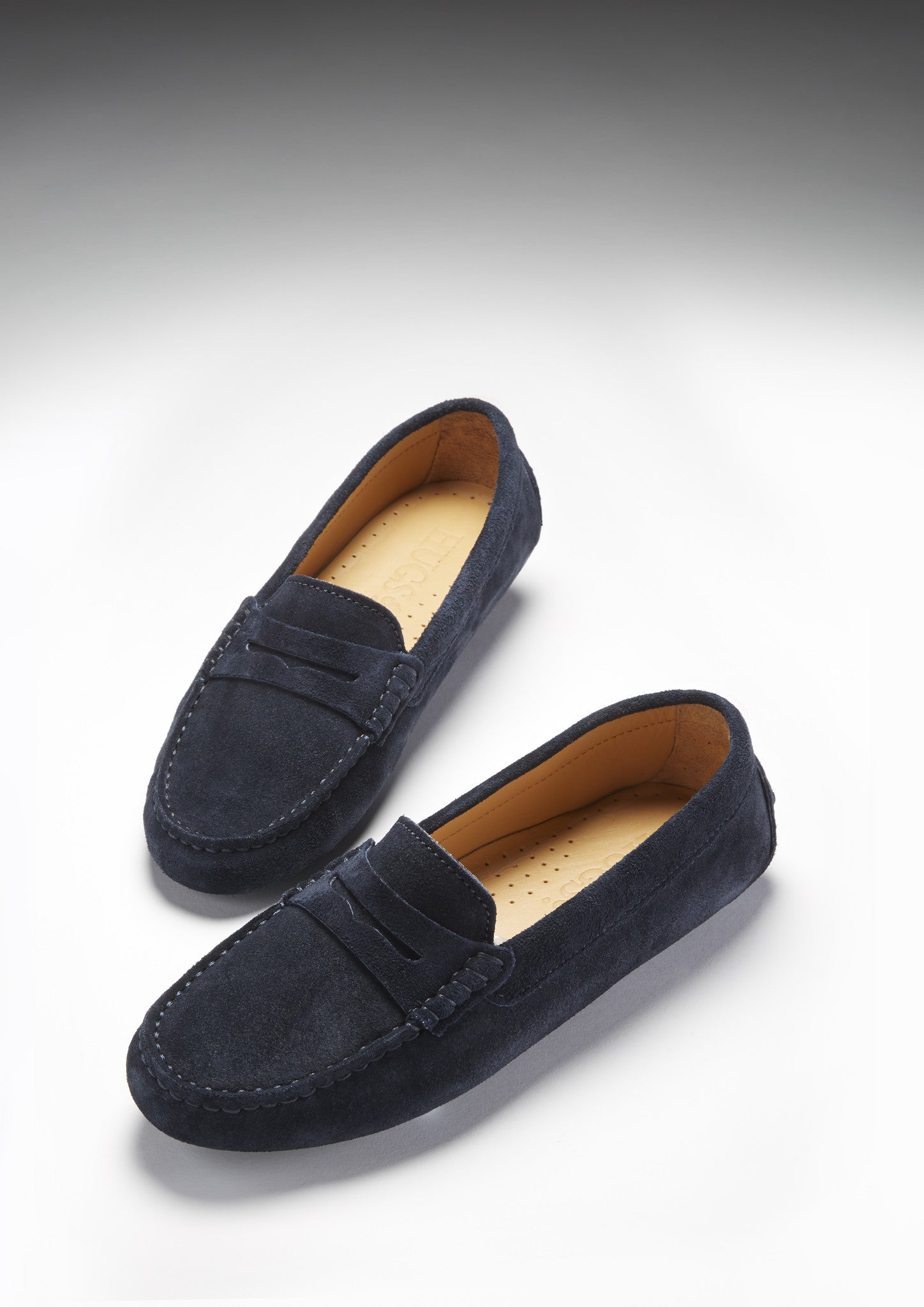 Women's Navy Blue Suede Penny Loafers