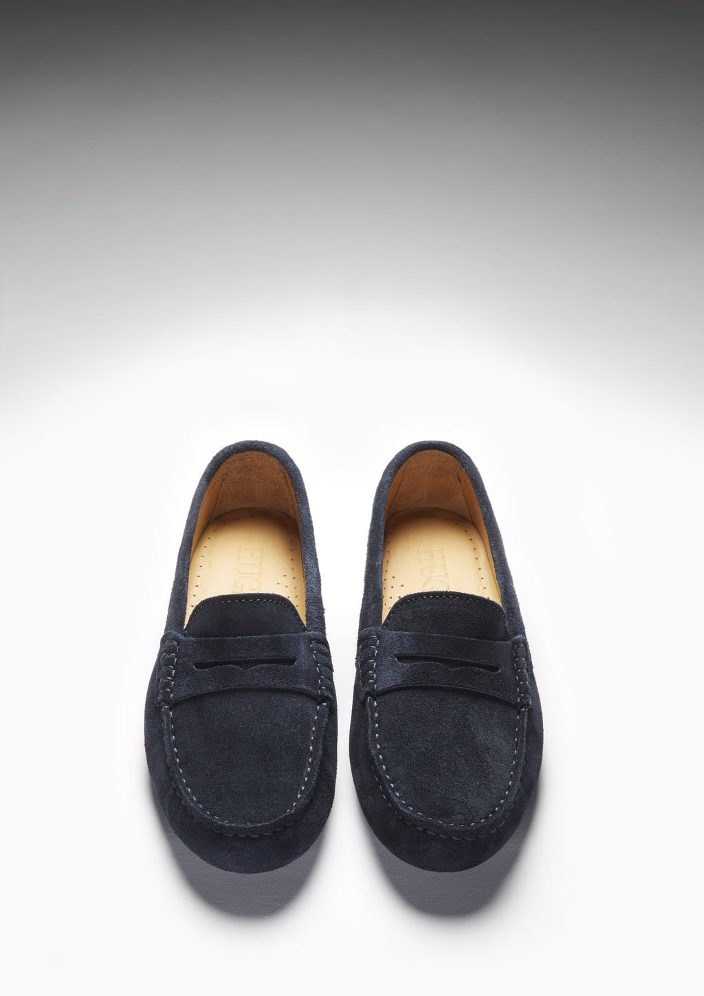 Women's Navy Blue Suede Penny Loafers