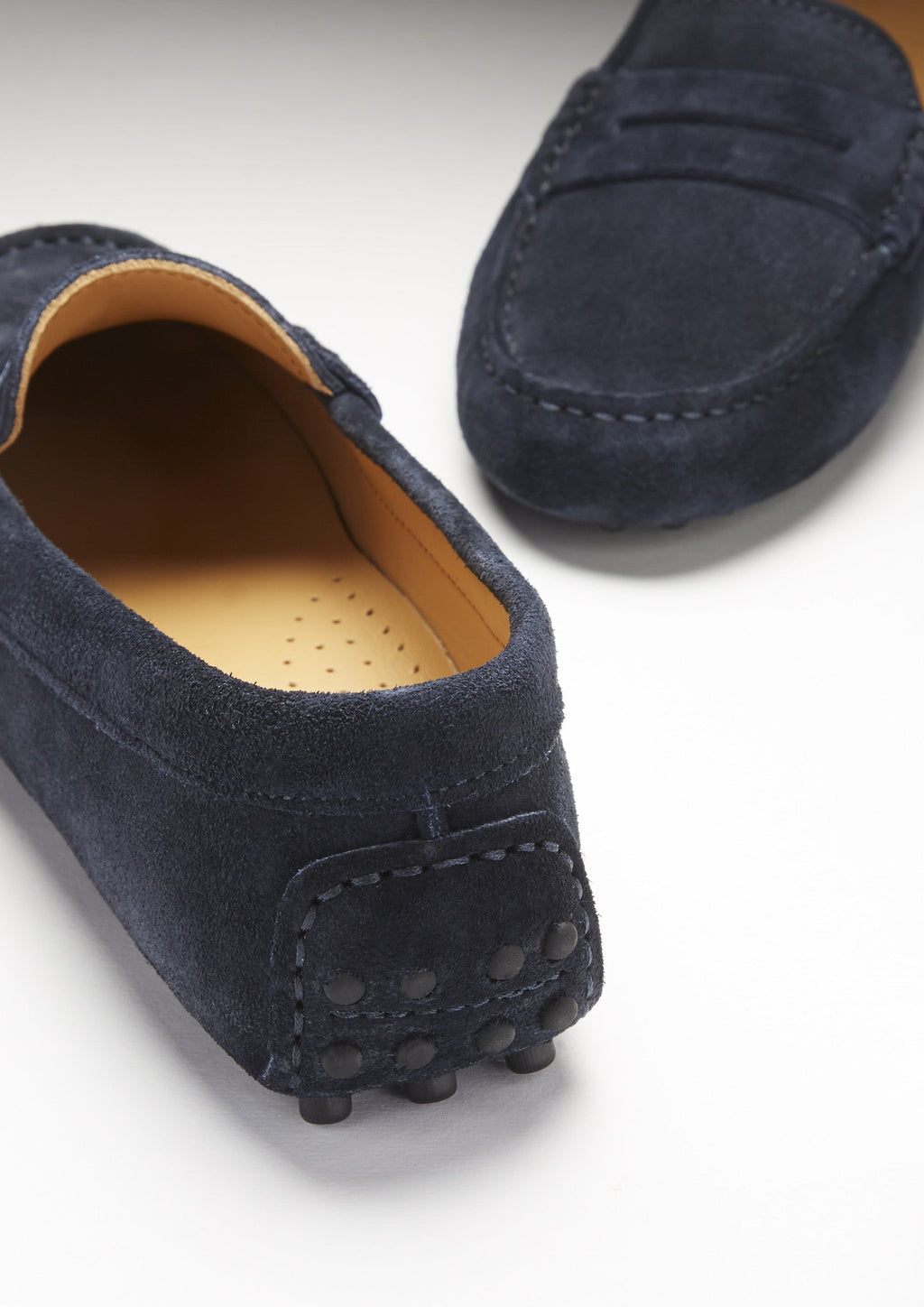 Women's Navy Blue Suede Penny Loafers