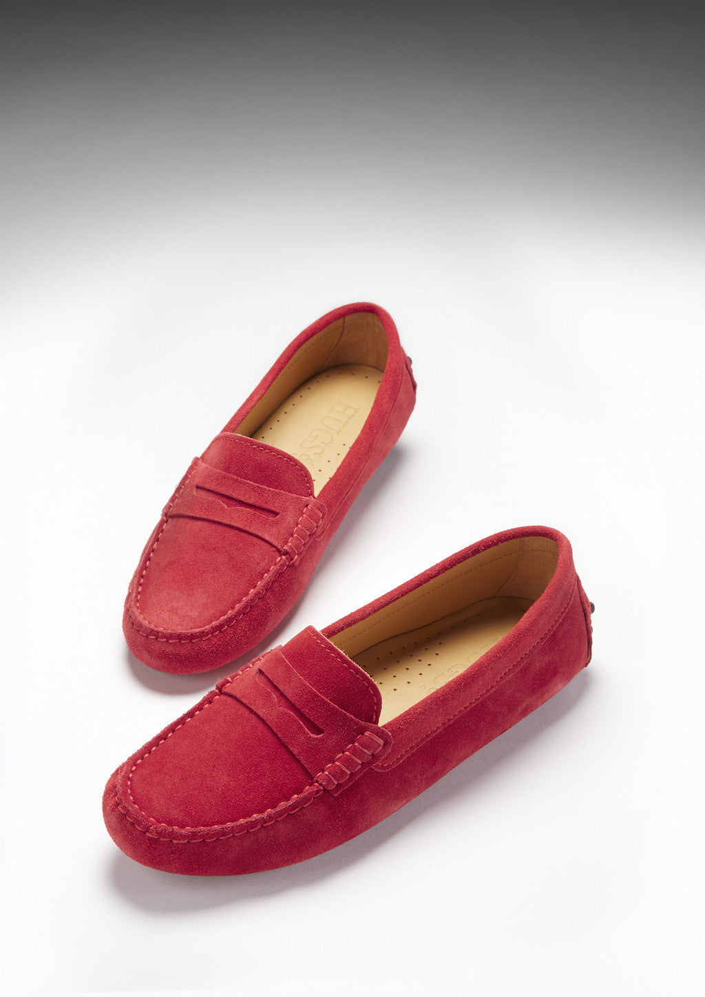 Women's Red Suede Penny Loafers