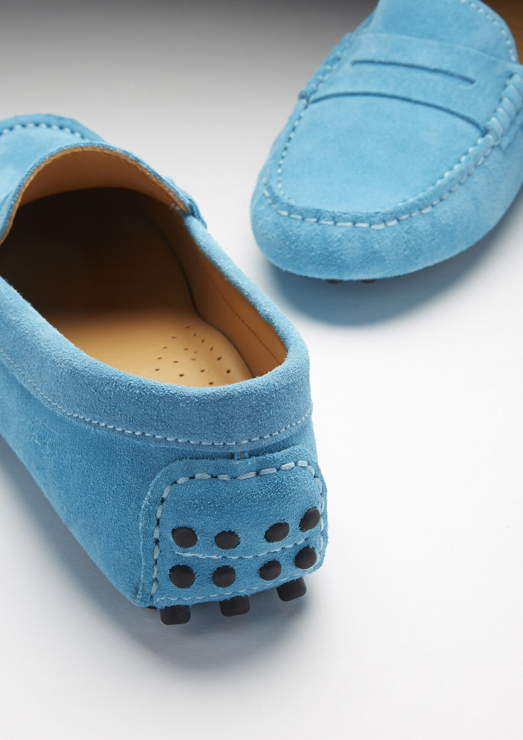 Turquoise Suede Penny Driving Loafers for Women
