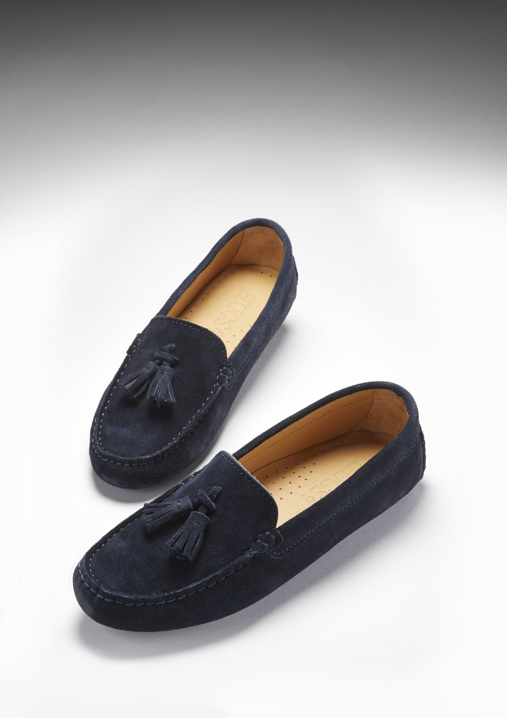 Women's Navy Blue Suede Tasselled Driving Loafers