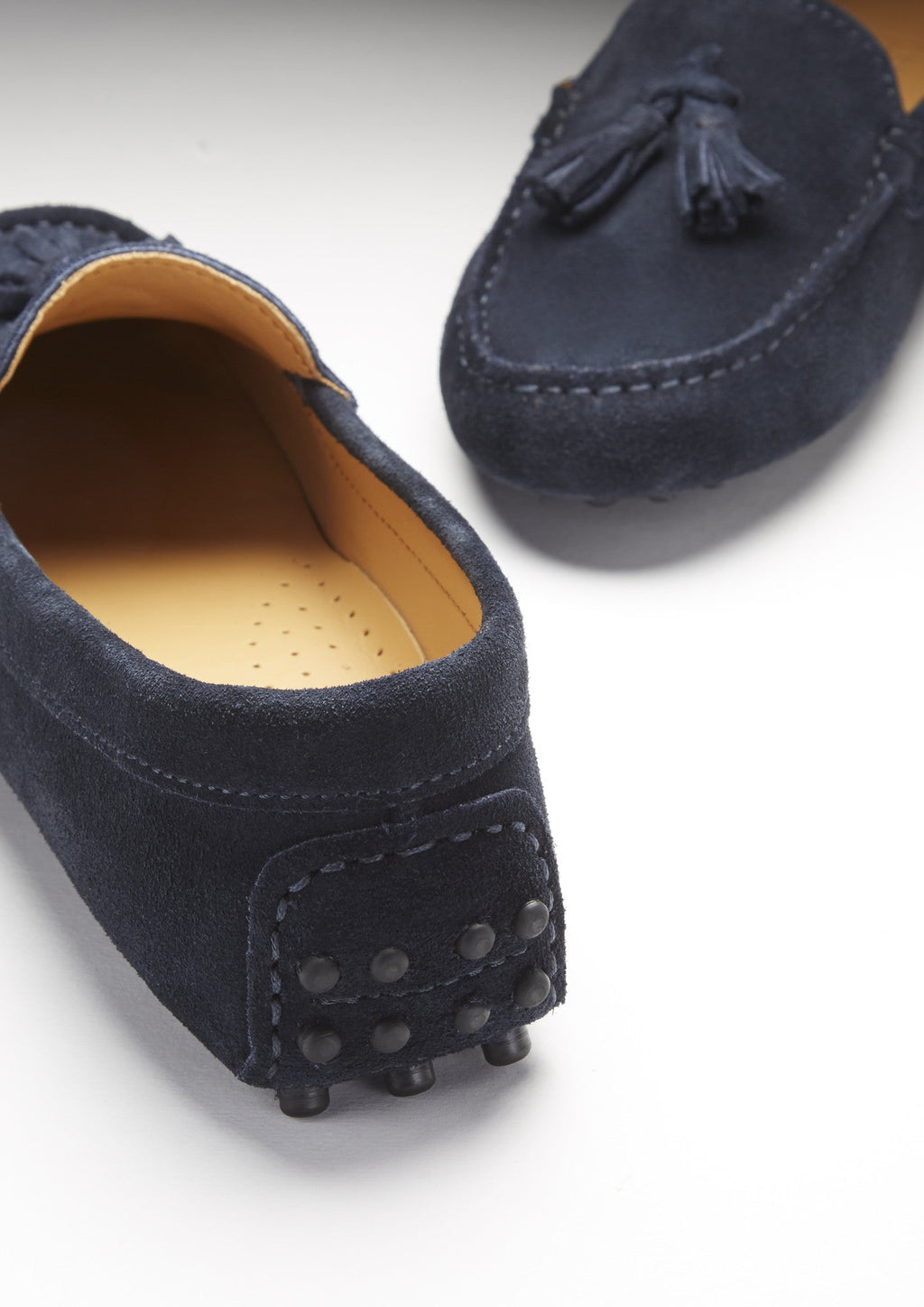 Women's Navy Blue Suede Tasselled Driving Loafers
