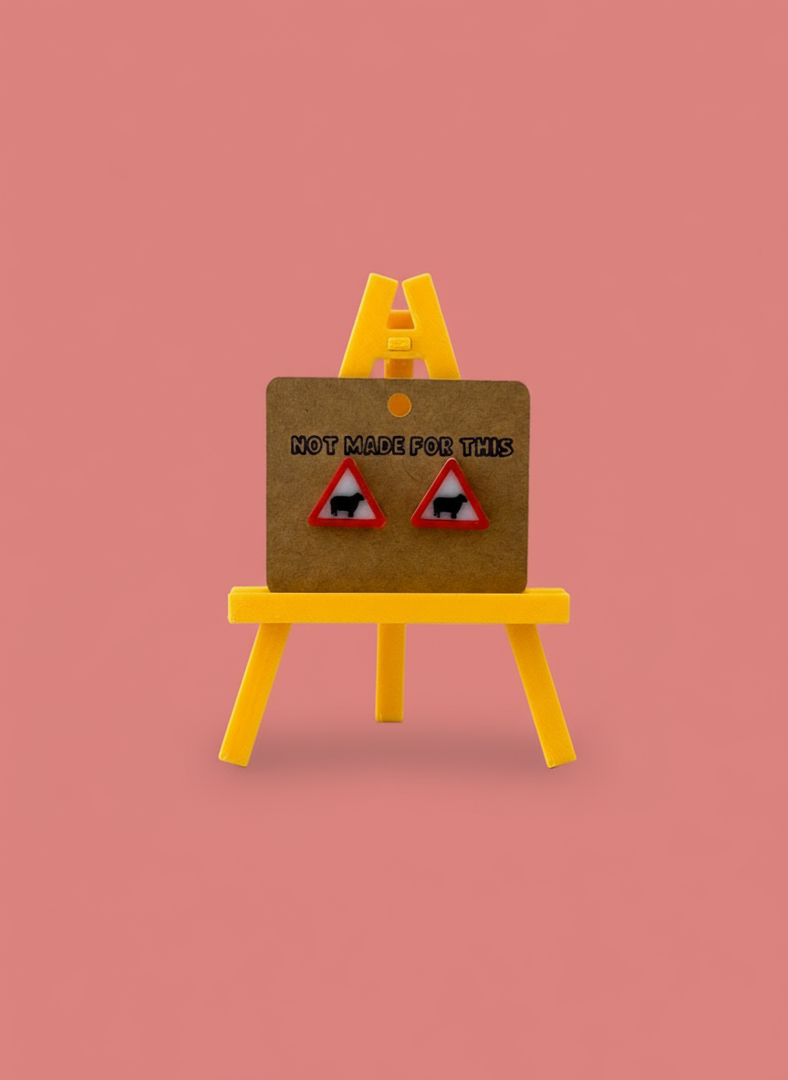 Sheep Stud Earring with Warning