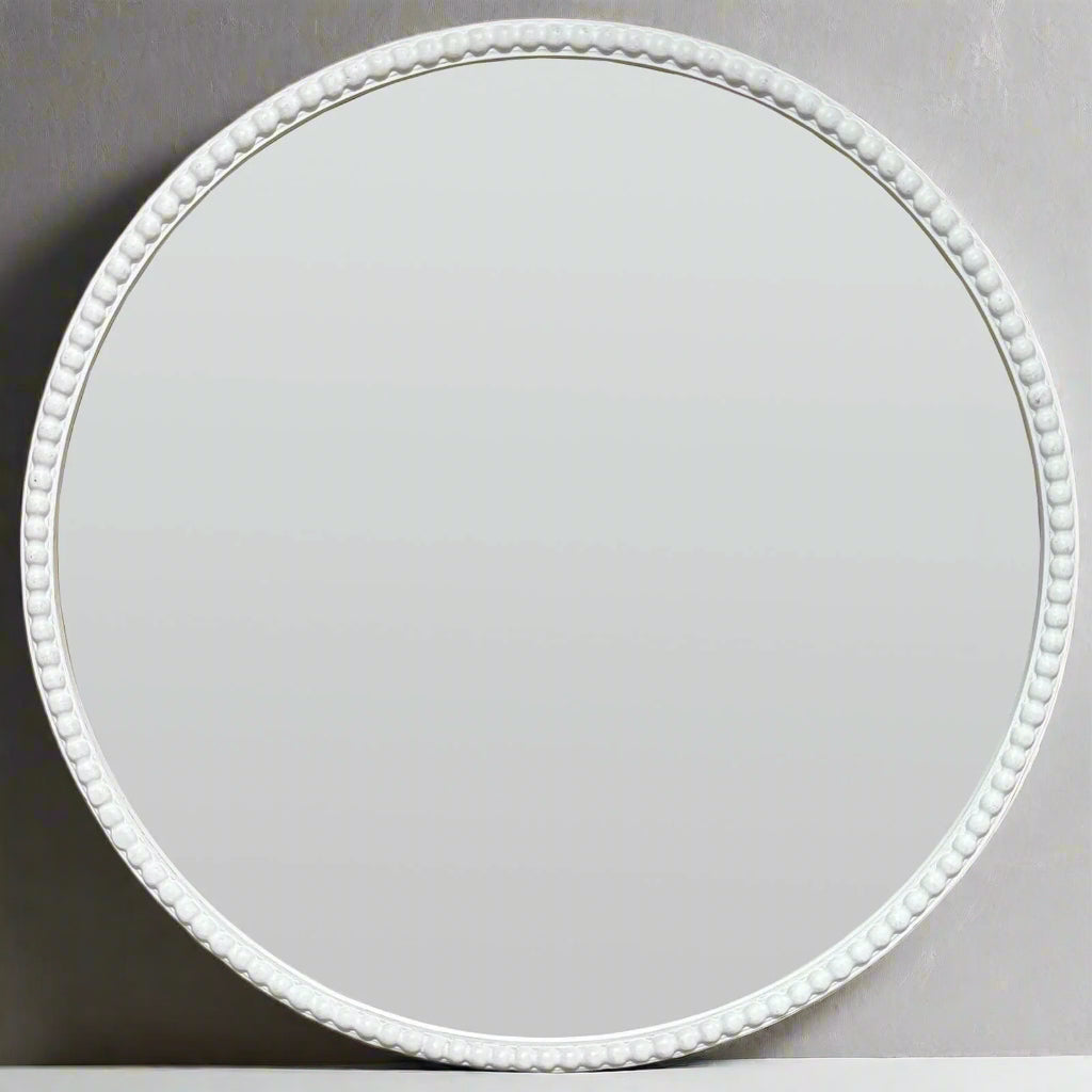 Rustic Washed Wood Beaded Mirror