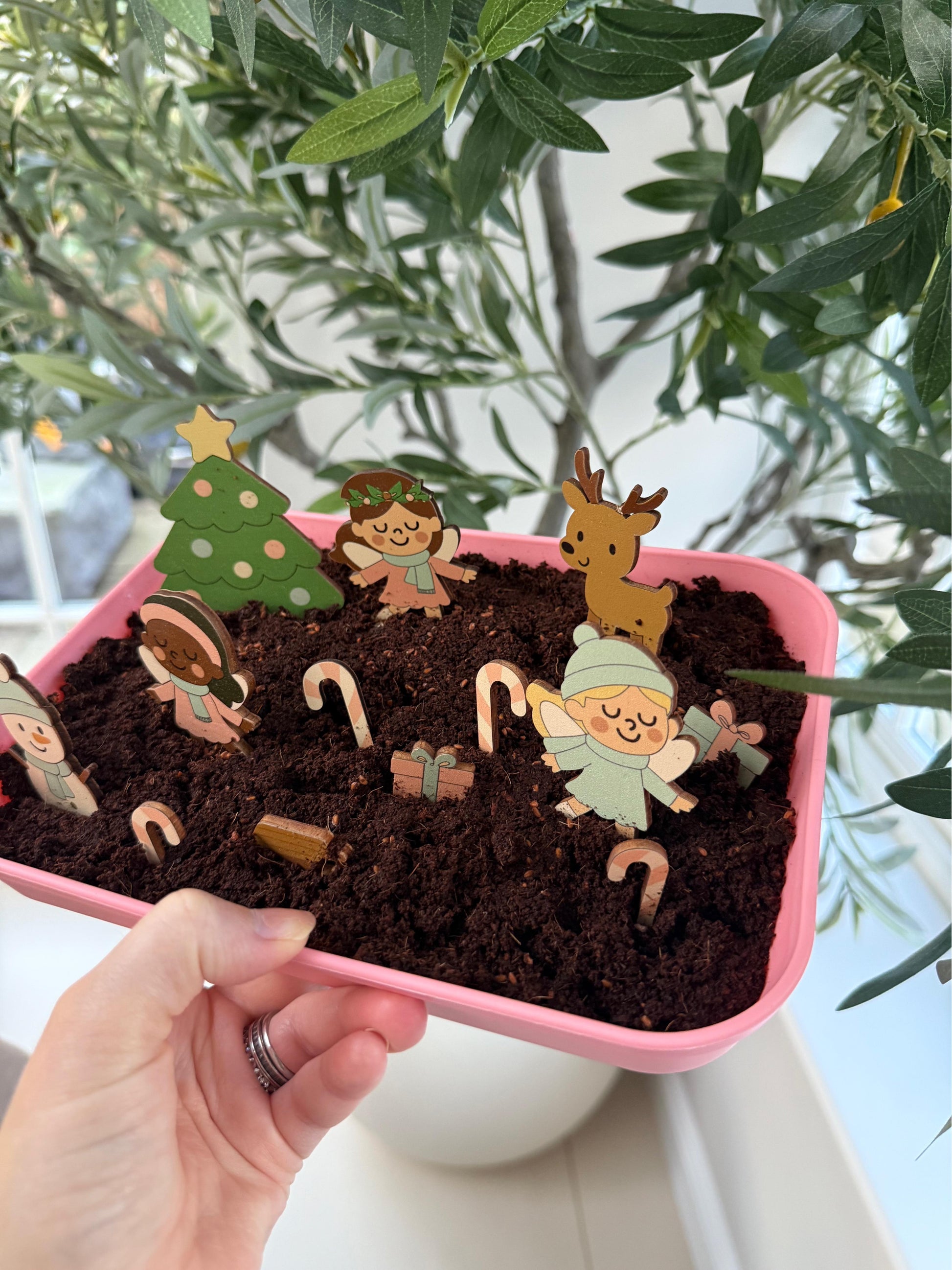 Fairy Garden Starter Kit with Apron, Tray, Shovel, Fairies, Soil and Seeds