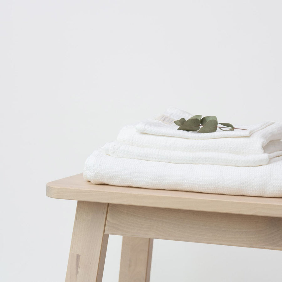 Fine Waffle Linen Bath Towel Set – Soft, Absorbent, Hypoallergenic by Linen Tales at www.brixbailey.com