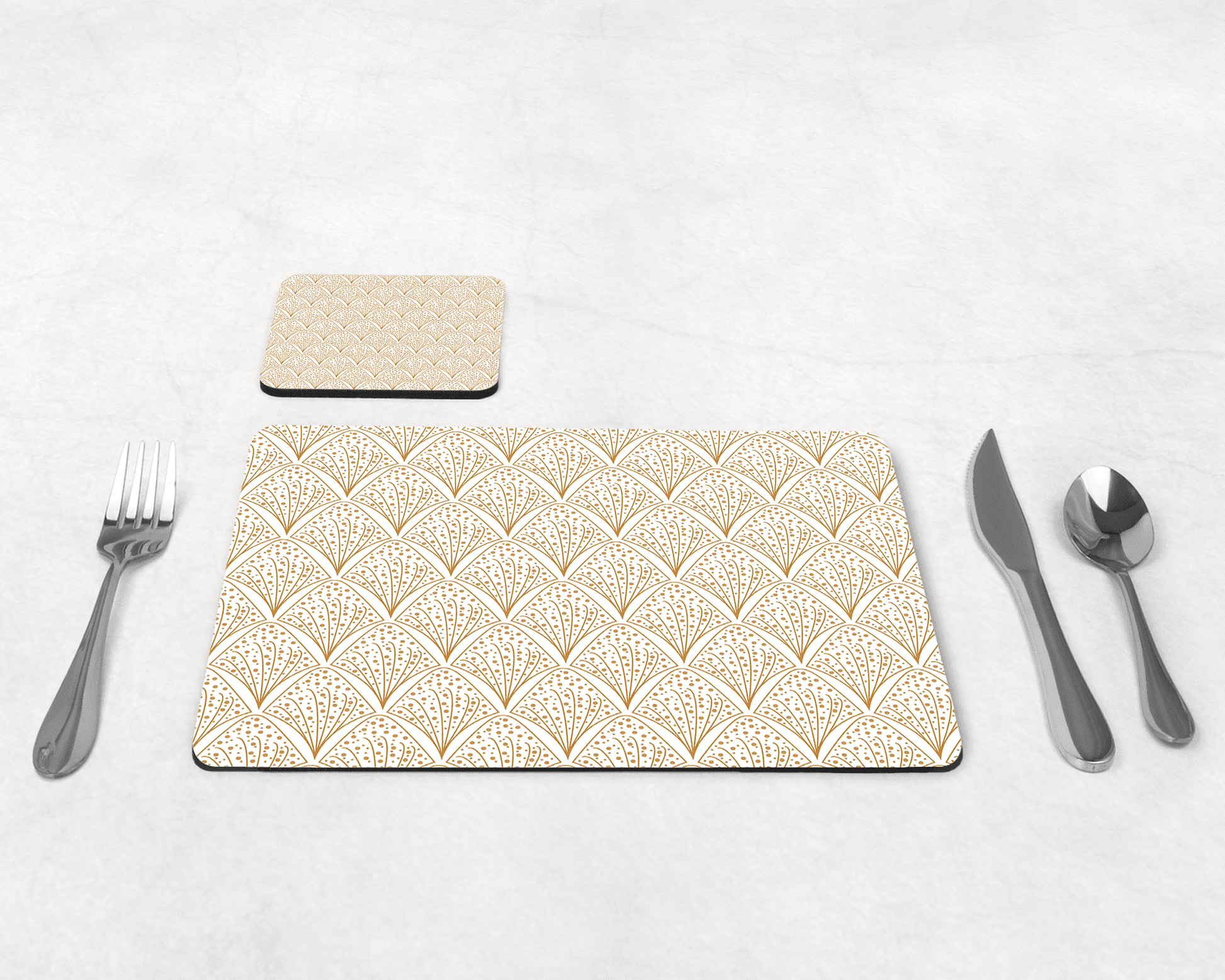 White & Gold Retro Geometric Placemats, Set of 4 or Set of 6