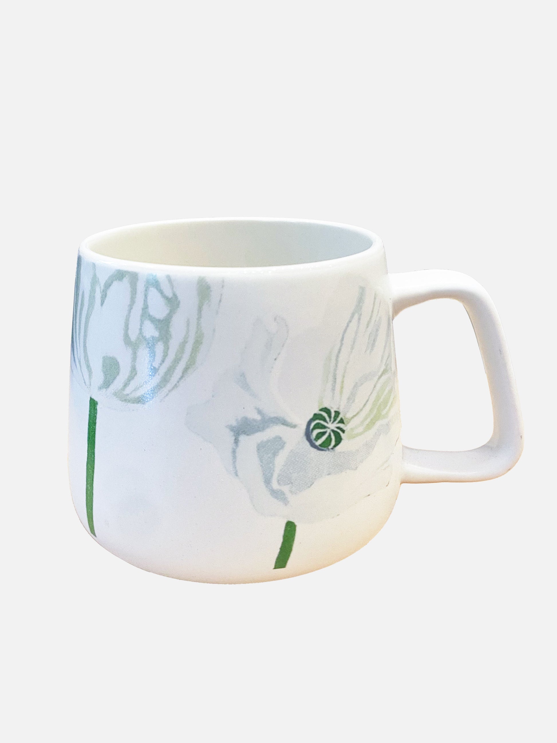 White Poppies Porcelain Mug
