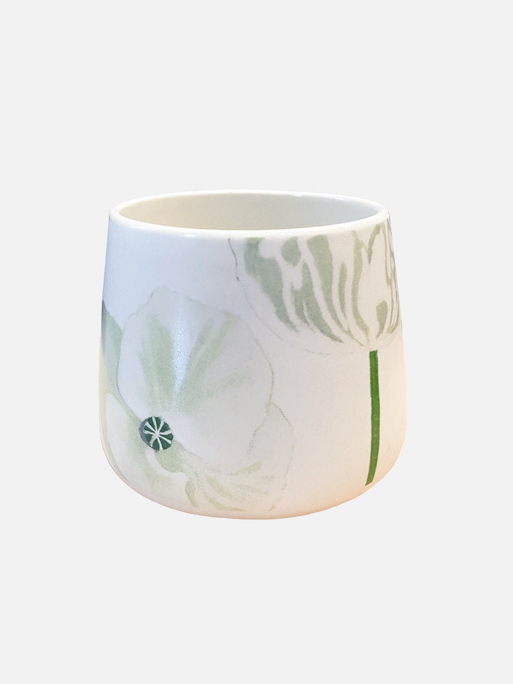 White Poppies Porcelain Mug