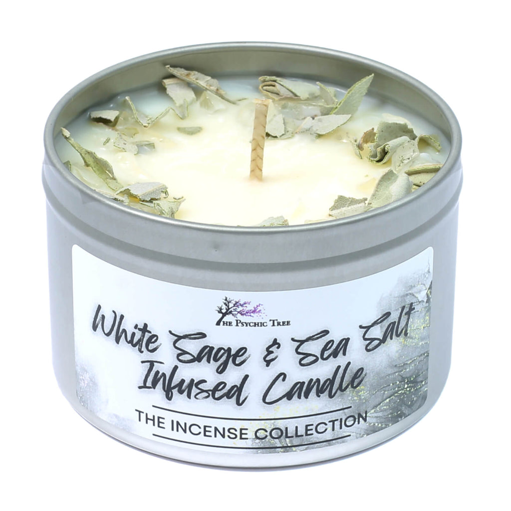 White Sage and Sea Salt Crystal Infused Scented Candle