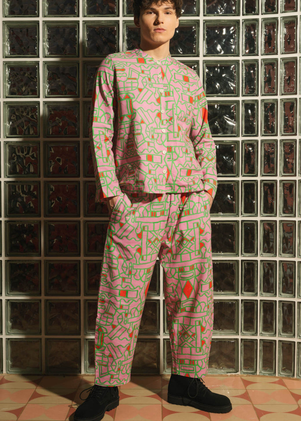 Organic Cotton and Linen Shirt in Blush Horizon