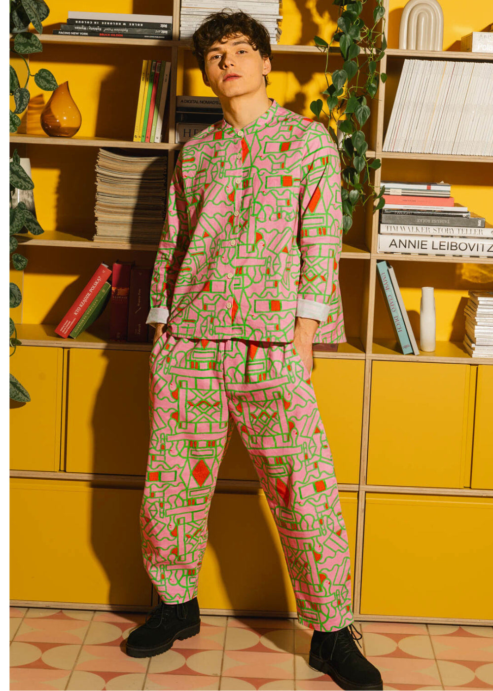 Organic Cotton and Linen Shirt in Blush Horizon