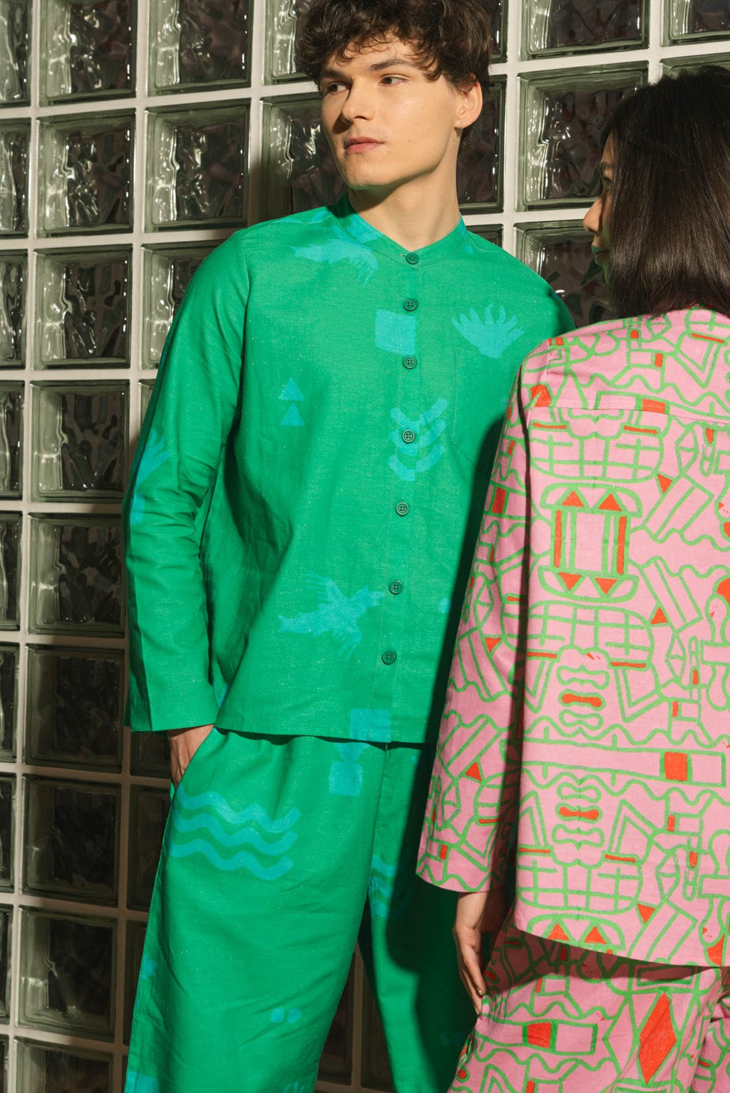 Organic Cotton and Linen Shirt in Meadow Flow