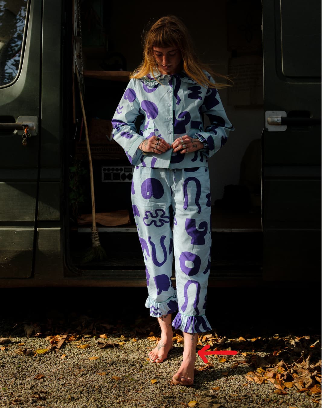 Organic Cotton Pyjama Bottoms in Blue Things Print