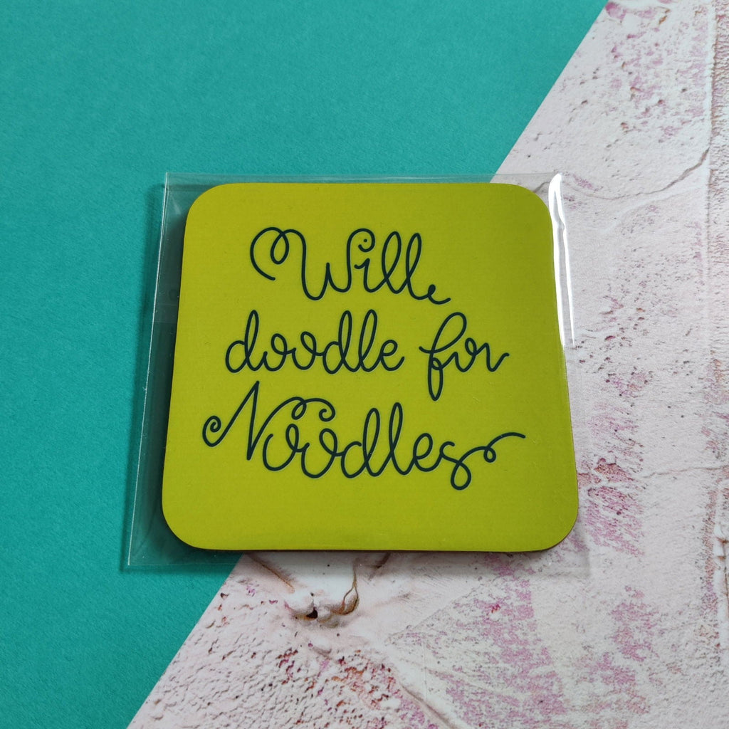 Will Doodle for Noodles Square Coaster