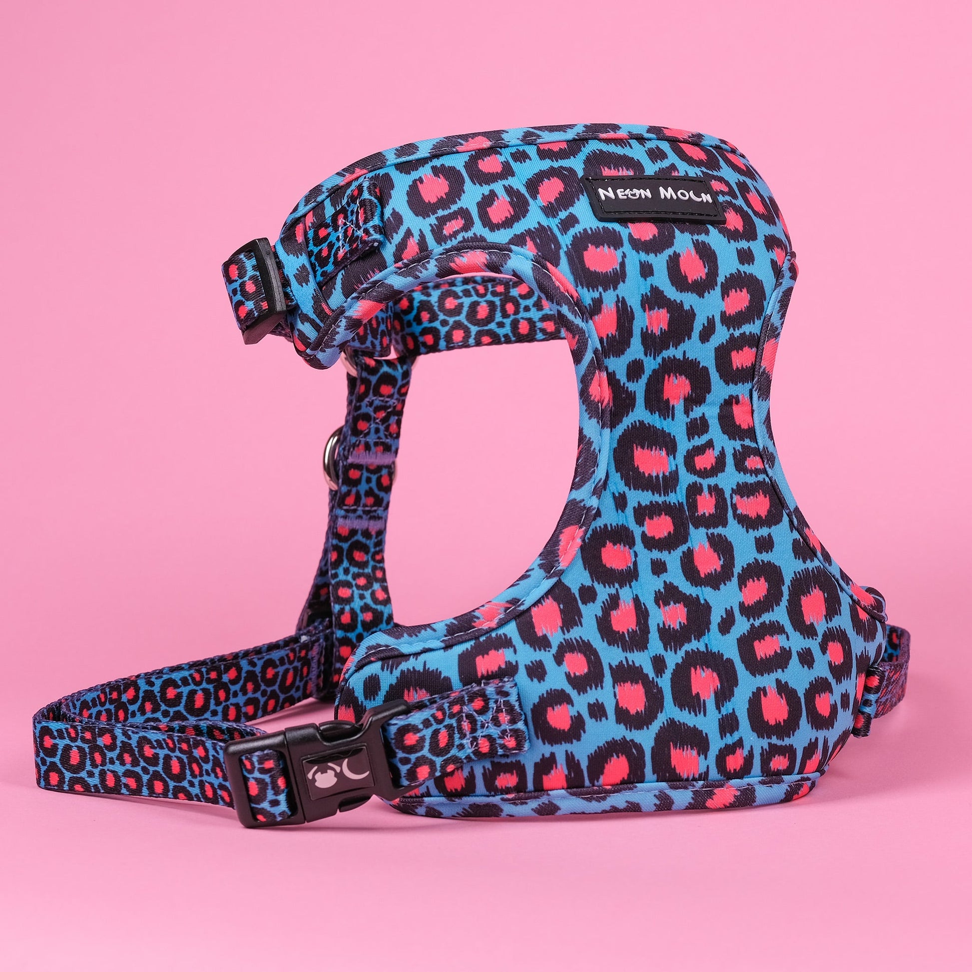 Mesh Pet Harness in Leopard Print Blue and Pink