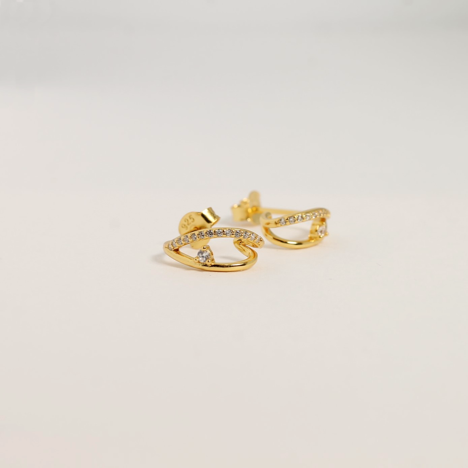 Wishbone Crystal Earrings in Gold Vermeil