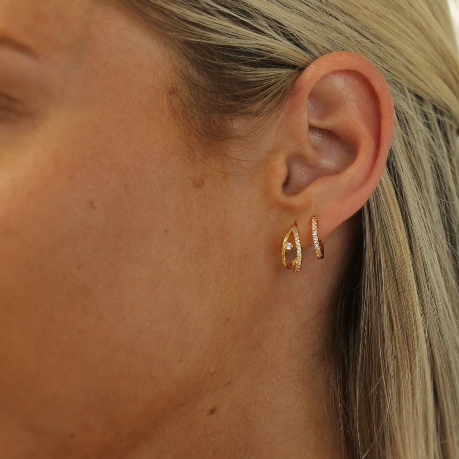 Wishbone Crystal Earrings in Gold Vermeil