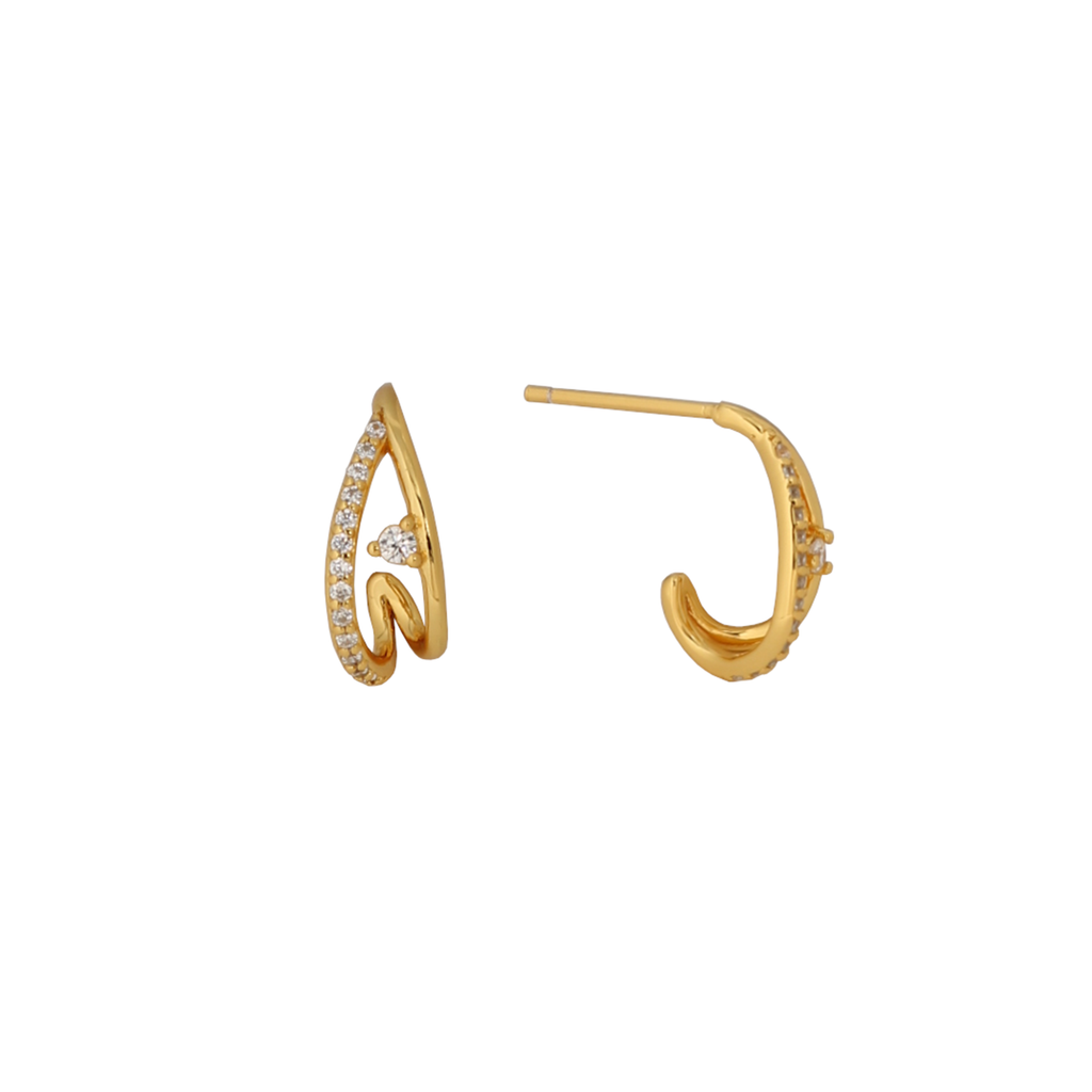 Wishbone Crystal Earrings in Gold Vermeil