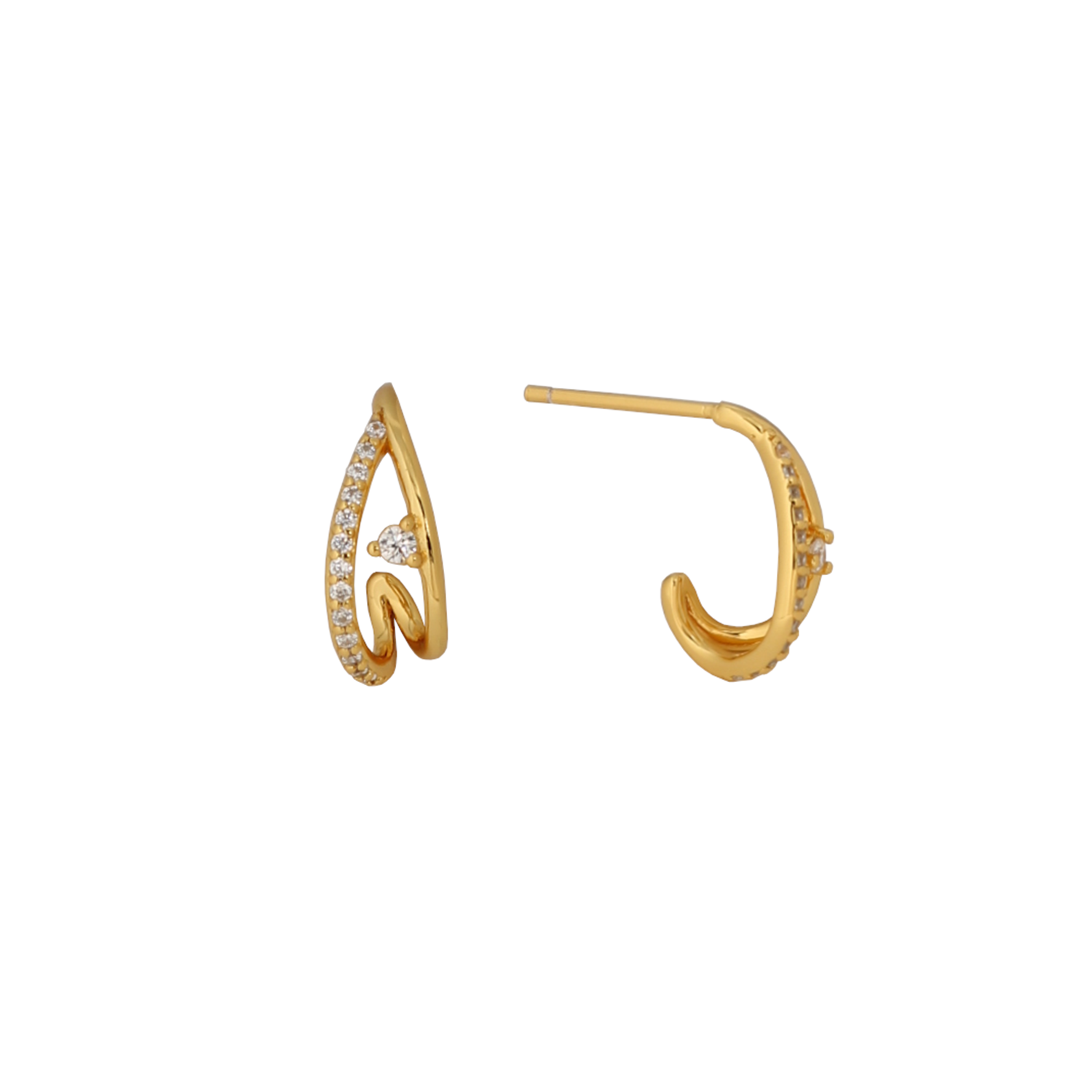 Wishbone Crystal Earrings in Gold Vermeil