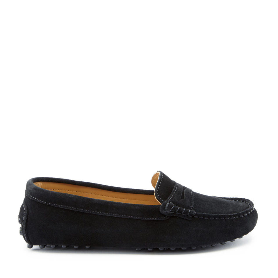 Women's Black Suede Penny Loafers