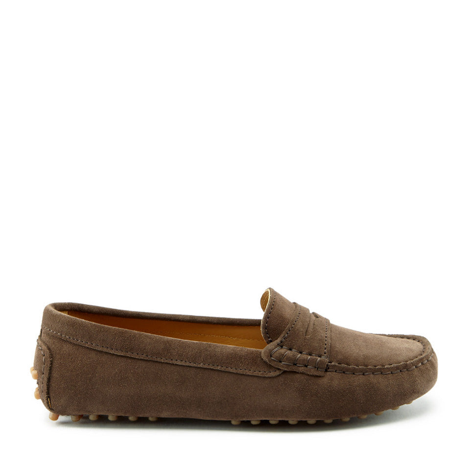Women's Brown Suede Penny Driving Loafers