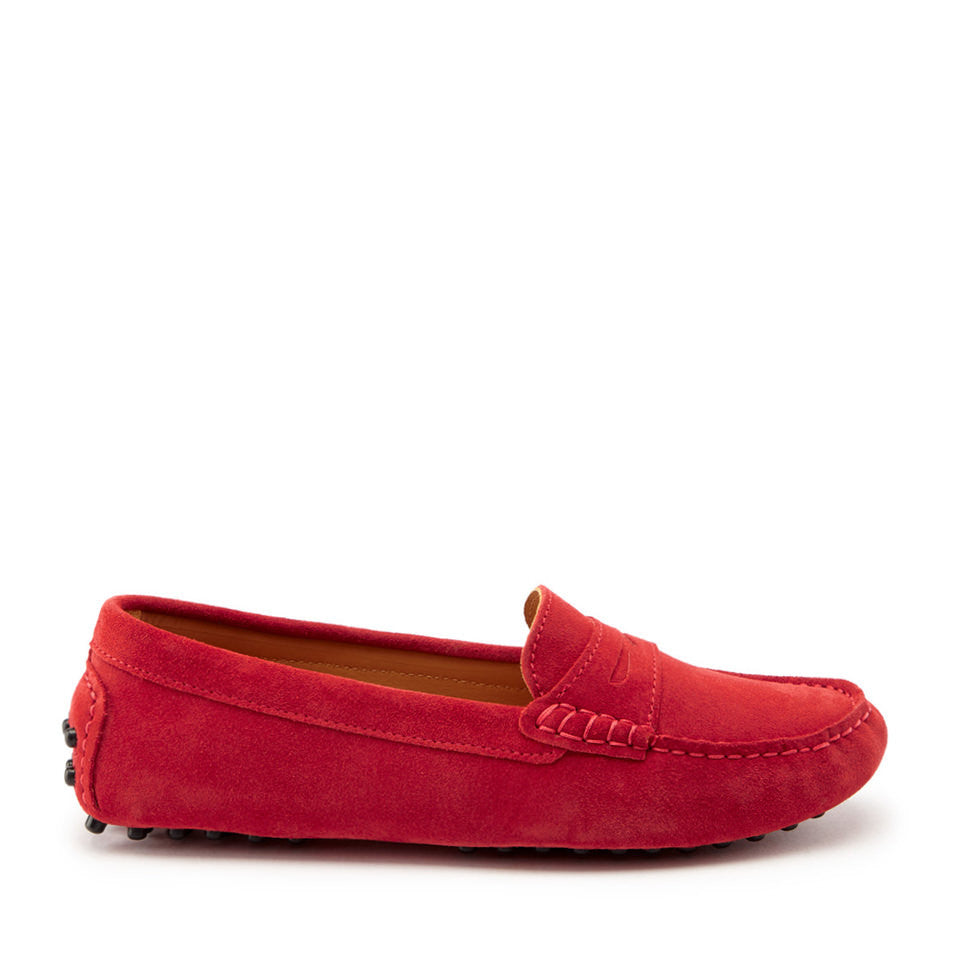 Women's Red Suede Penny Loafers