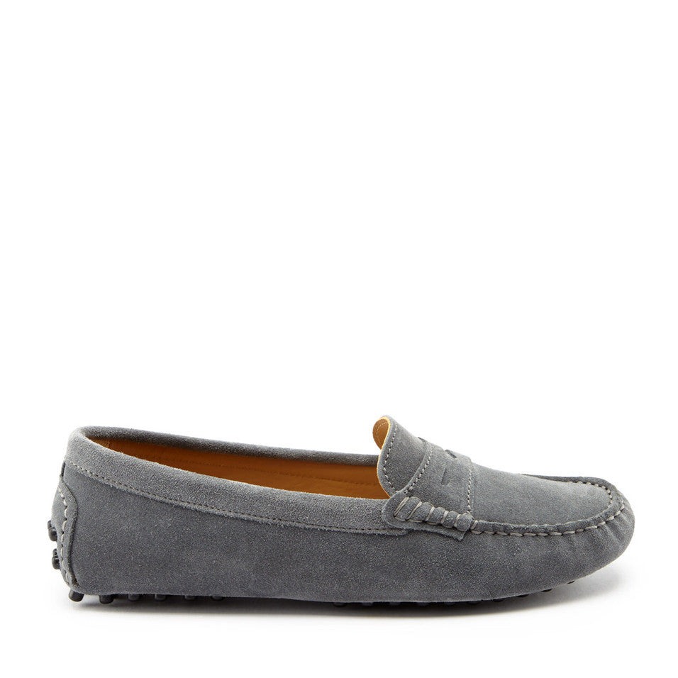 Women's Penny Driving Loafers in Slate Grey Suede