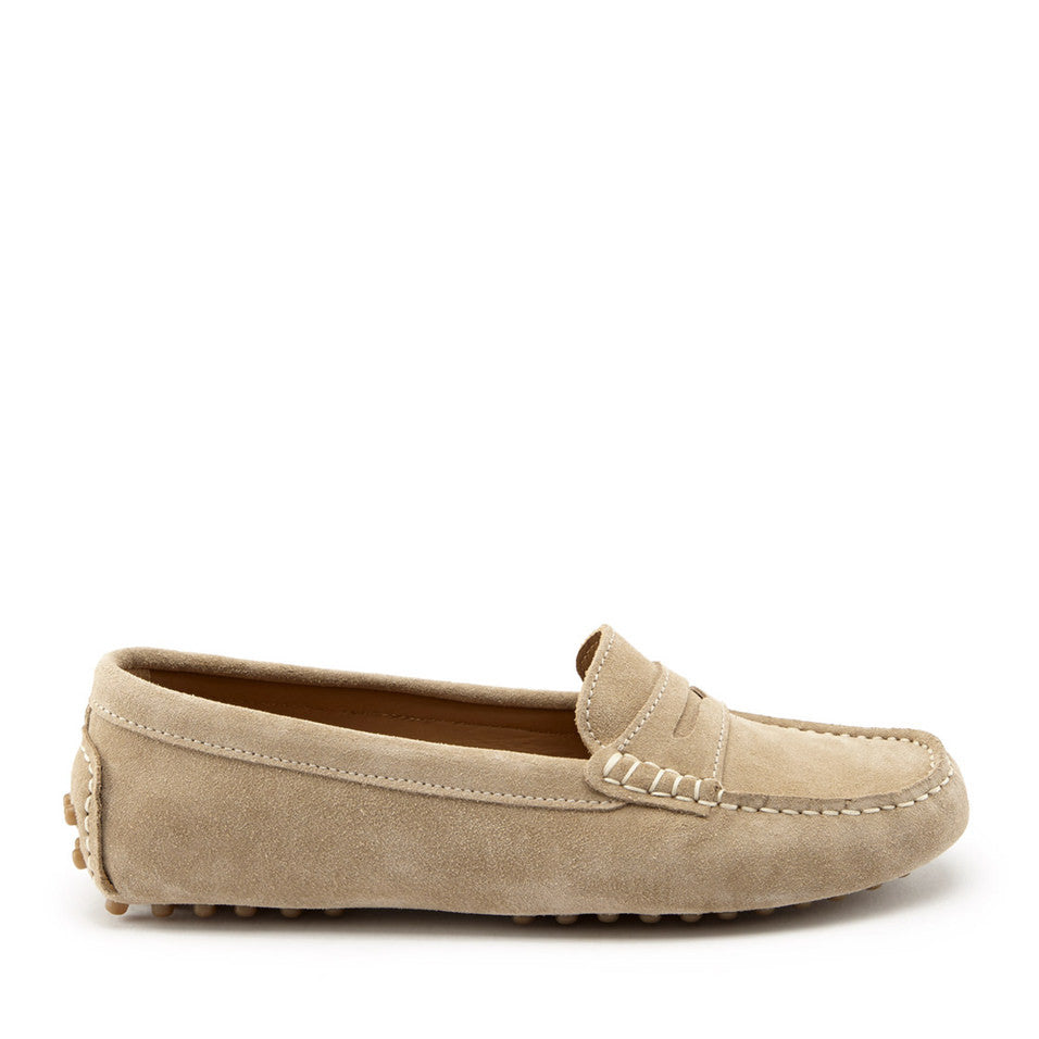 Women's Penny Driving Loafers in Taupe Suede