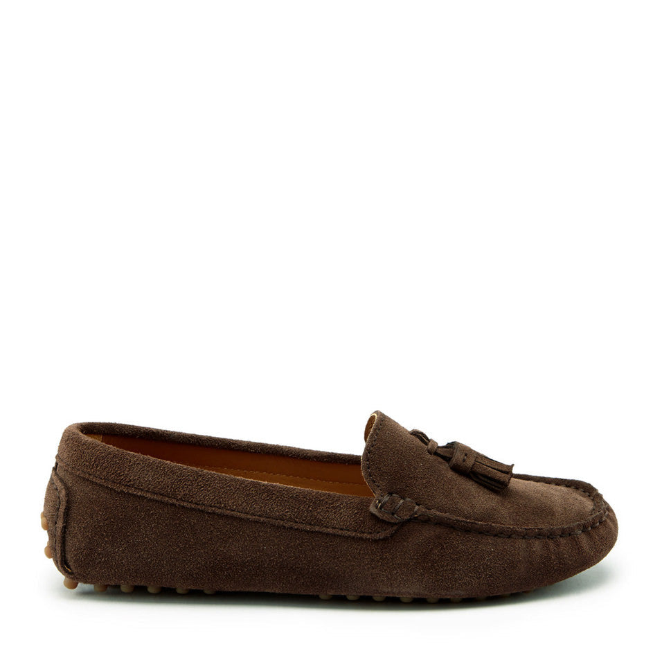 Women's Brown Suede Tasselled Driving Loafers