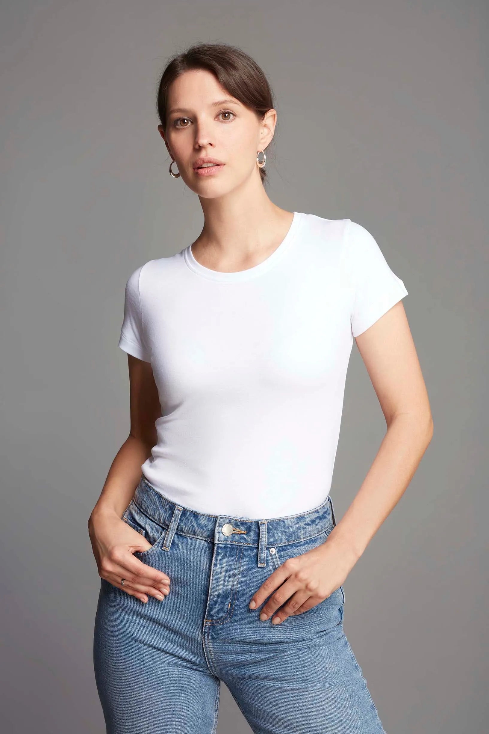 Women's Short Sleeve Crew Neck Cotton Modal Blend T-Shirt