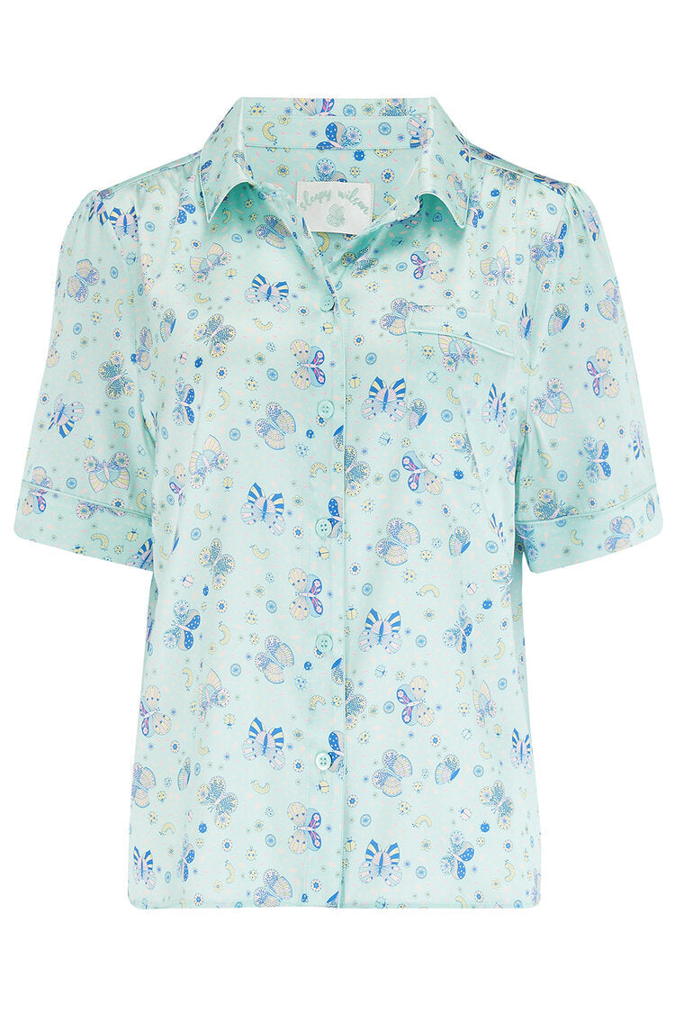 Poppy Glacier Butterfly Silk Blouse