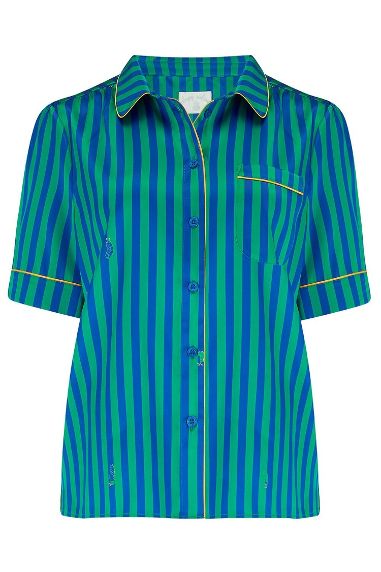 Poppy Rainforest Stripe Silk Blouse