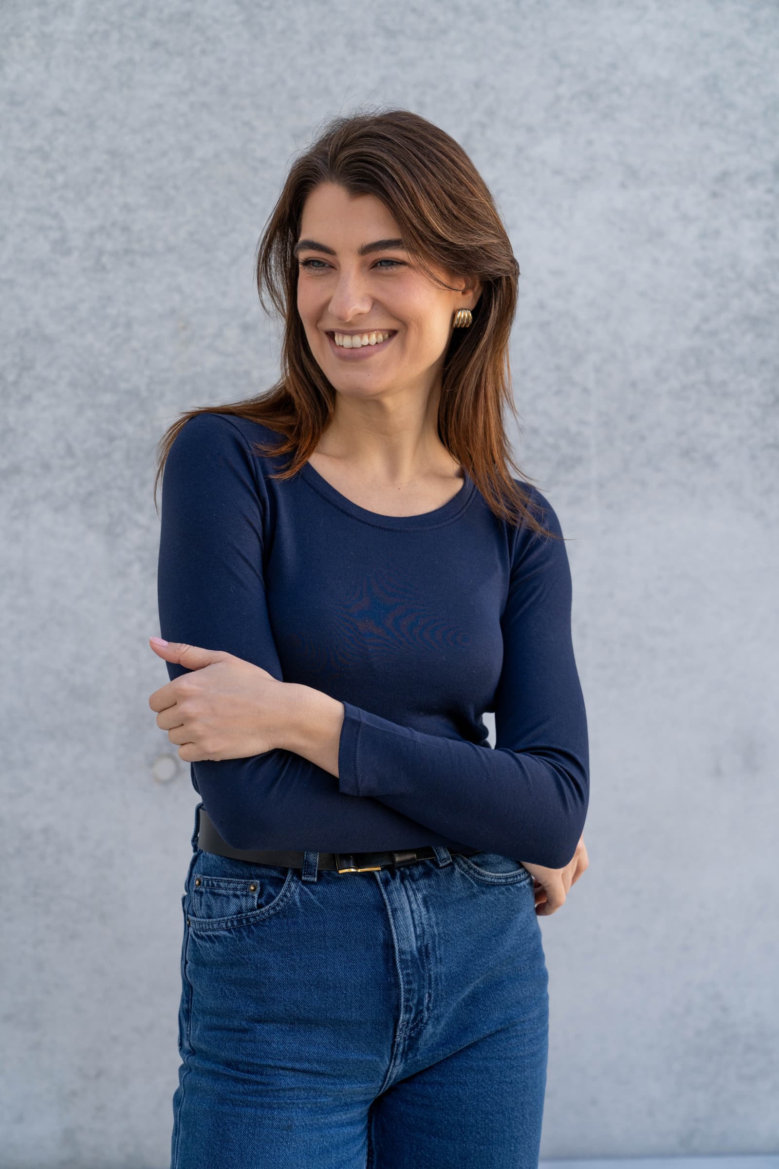 Long Sleeve Scoop Neck Cotton Modal Blend T-shirt