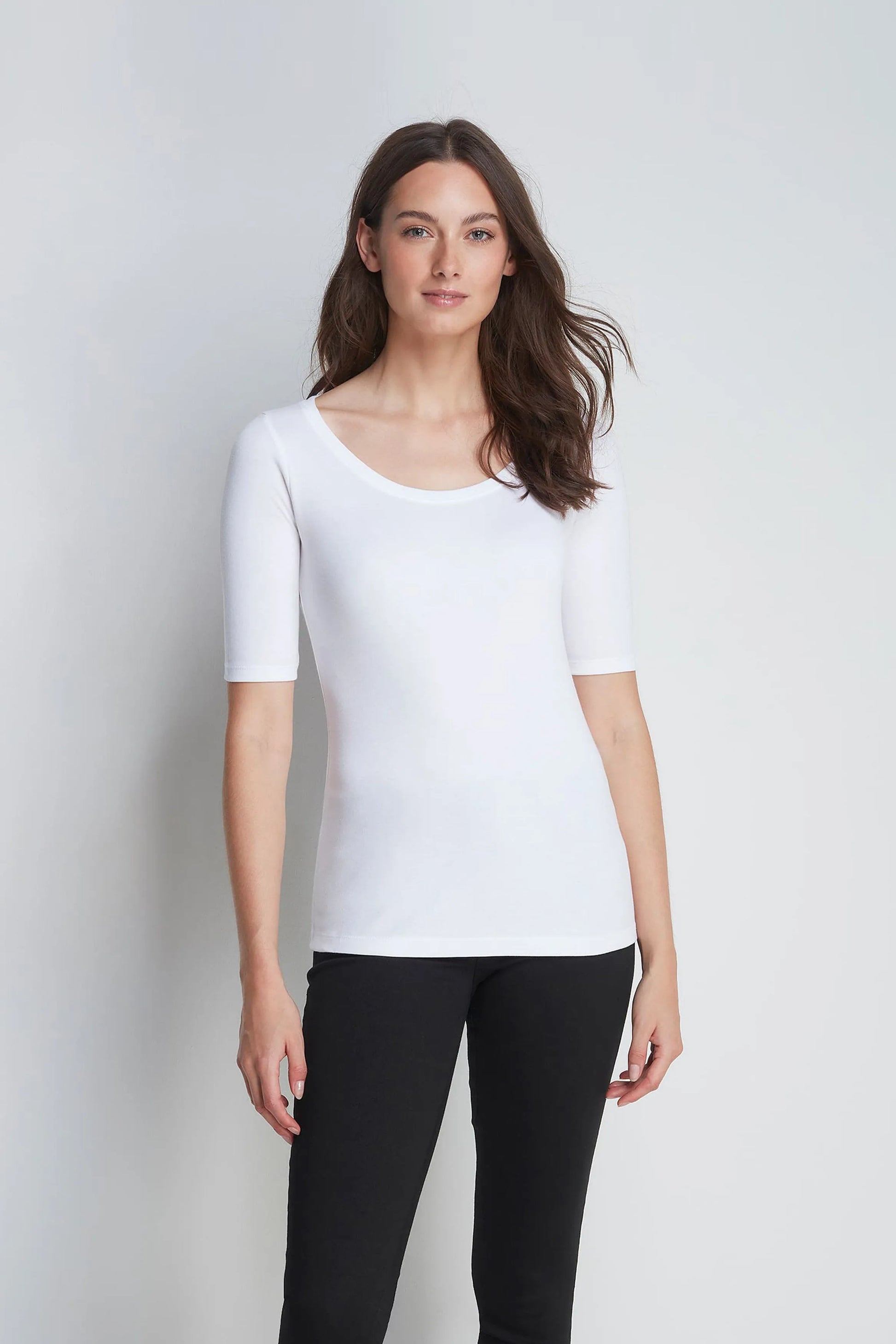 Women's Half Sleeve Scoop Neck Cotton Modal Blend T-Shirt
