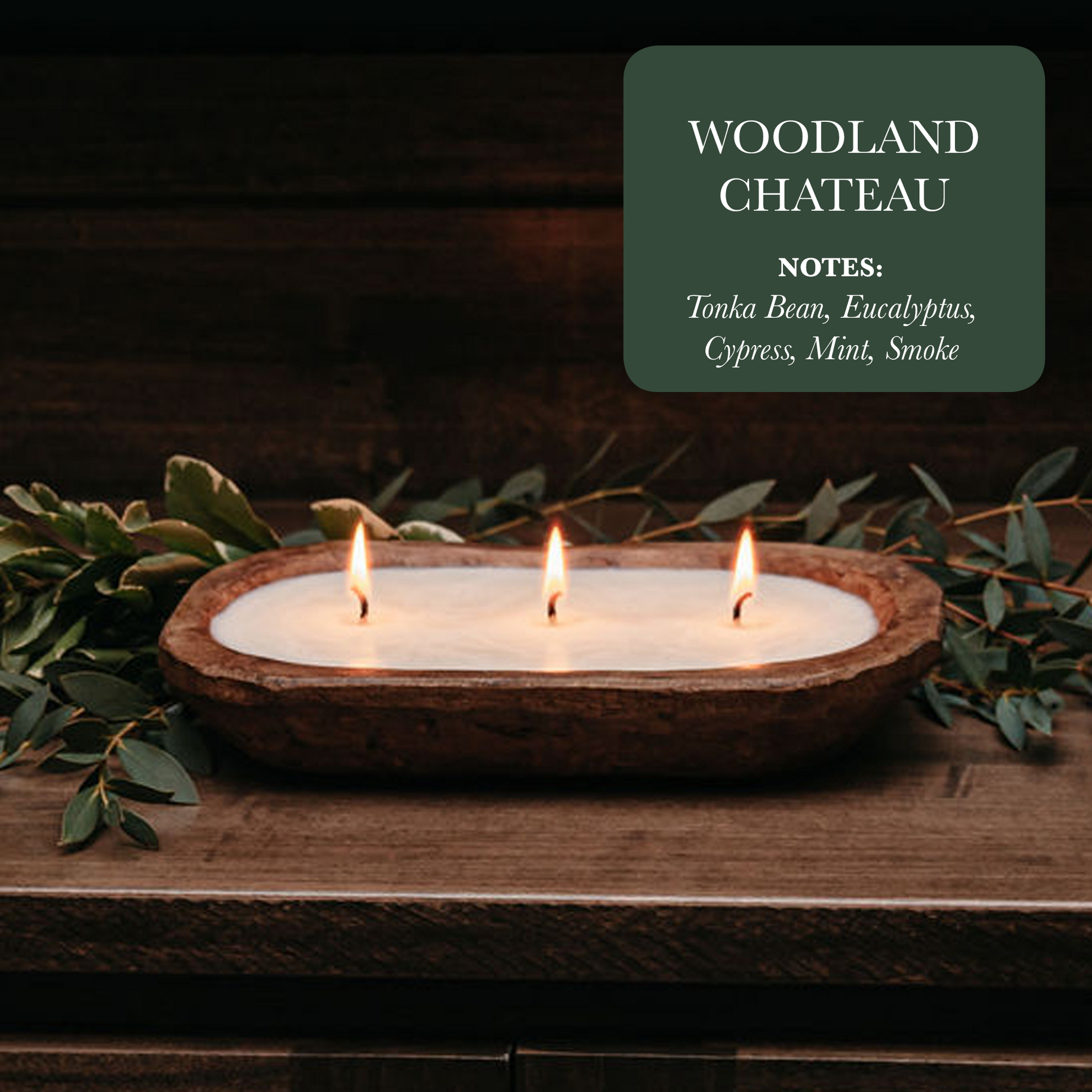 3 Wick Dough Bowl Soy Candle Woodland Chateau