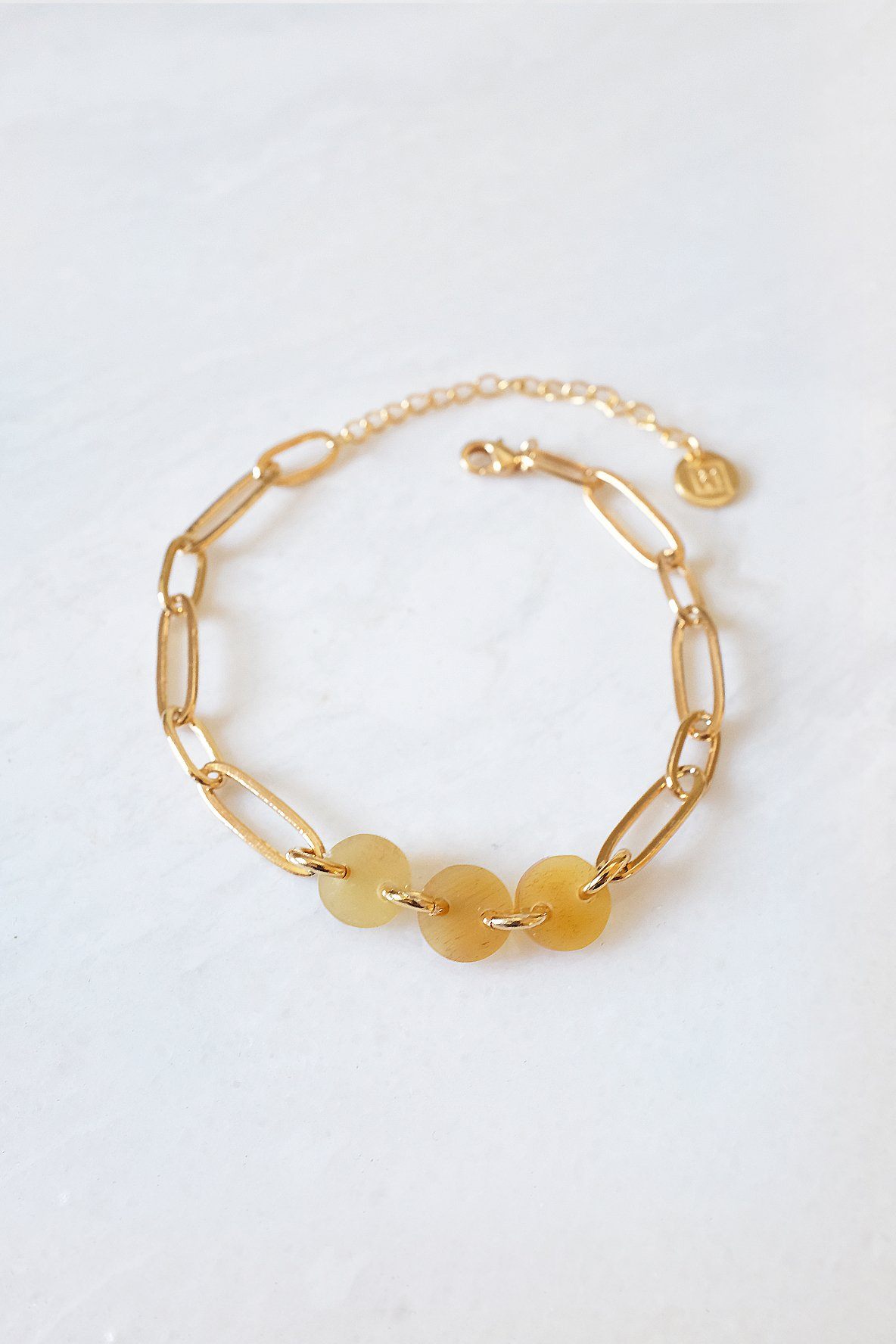 Buffalo Horn Thick Oval Link Chain Ankle Bracelet