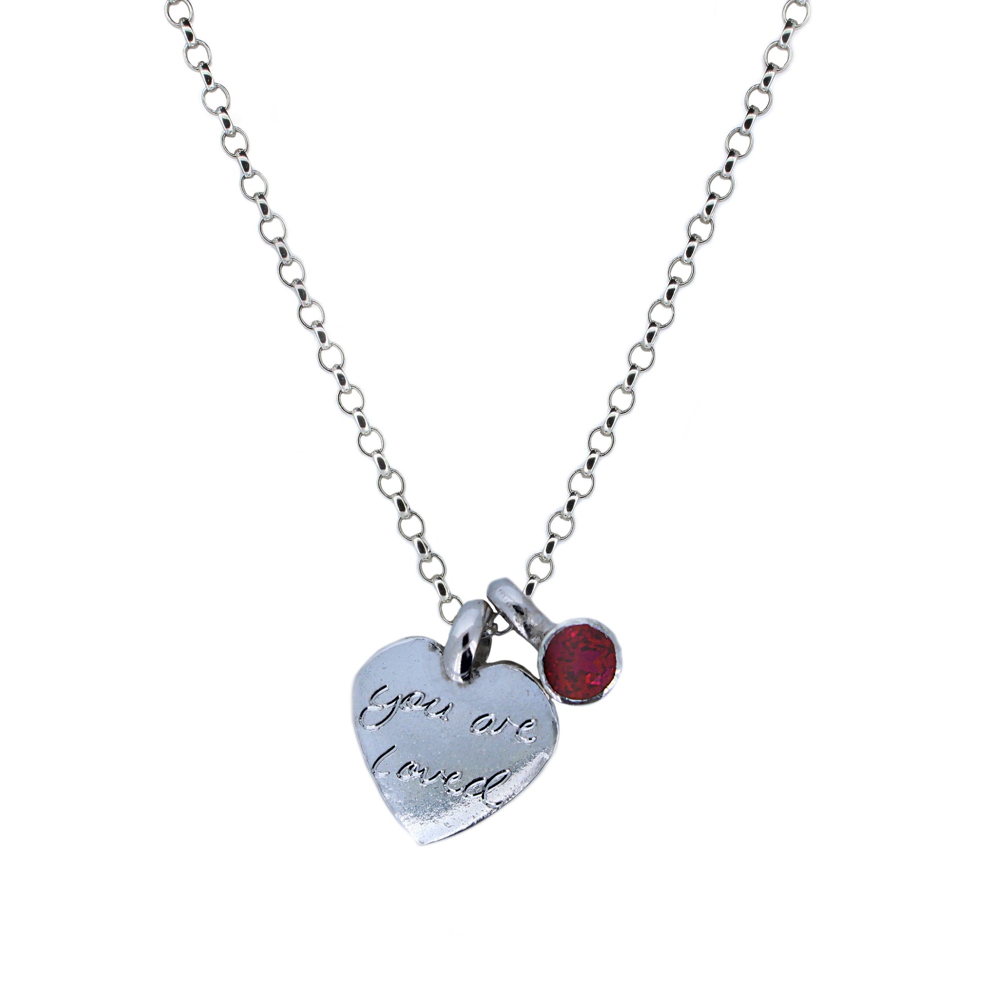 Personalised Heart with Ruby Necklace