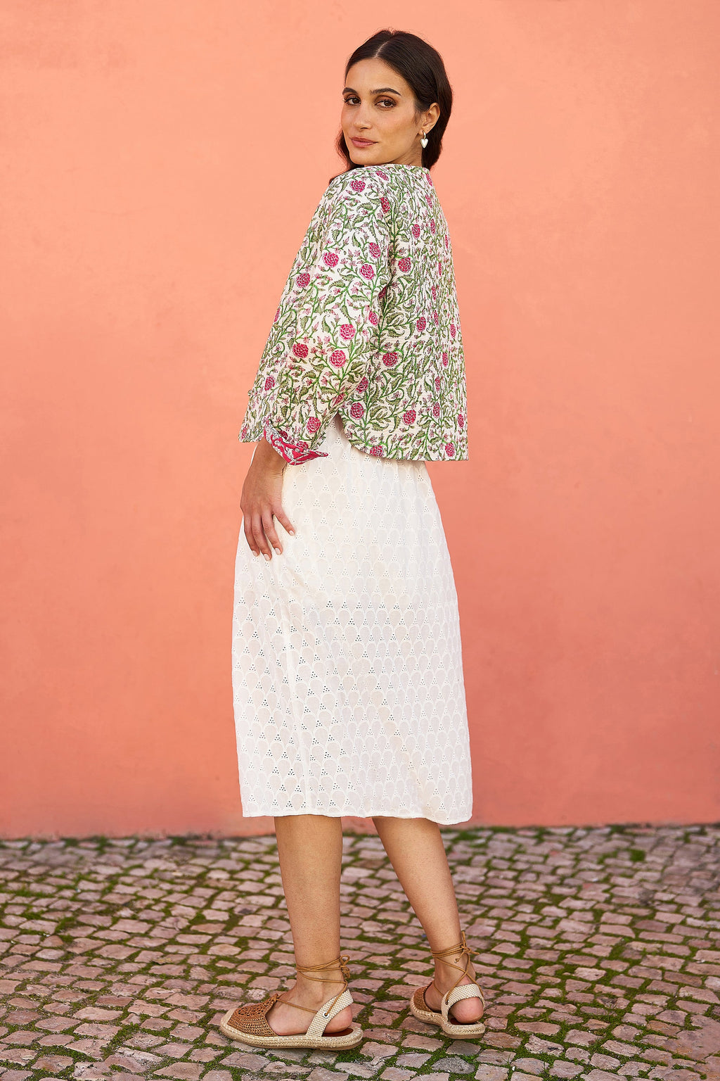 Yumi Pink Floral Reversible Cotton Quilted Jacket