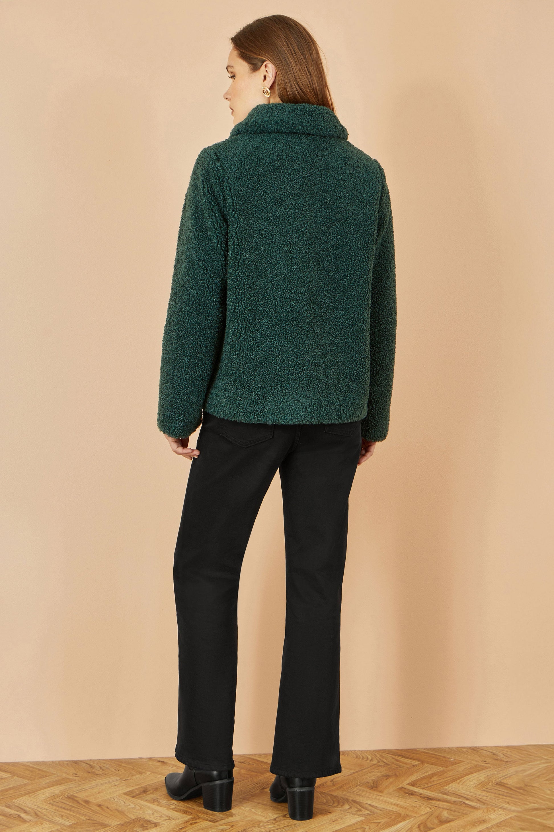 Yumi Green Short Teddy Bear Jacket