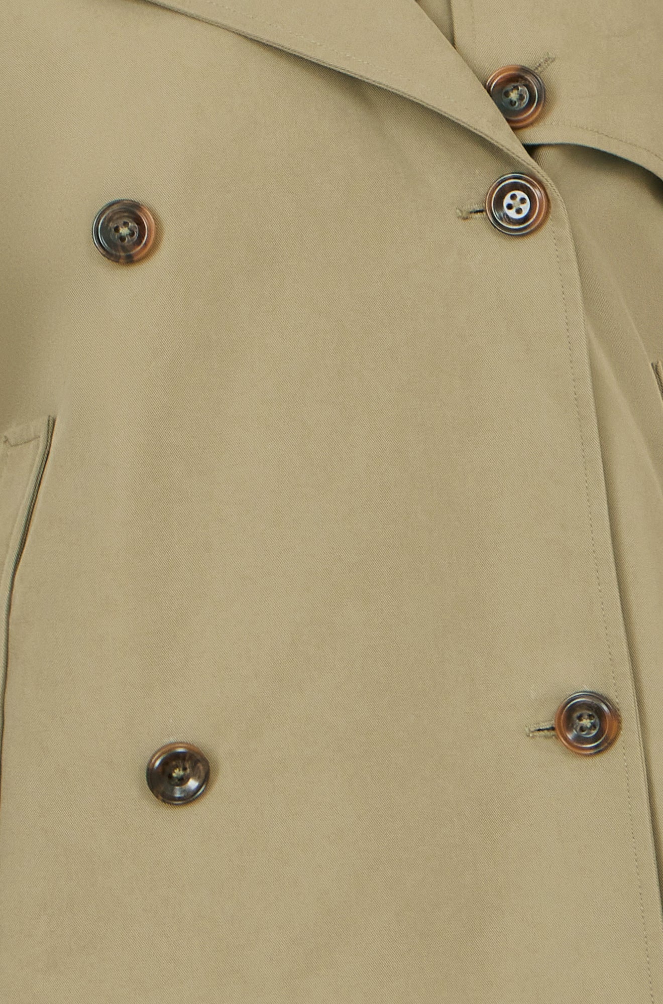 Yumi Green Cropped Trench Jacket With Pockets and Check Lining