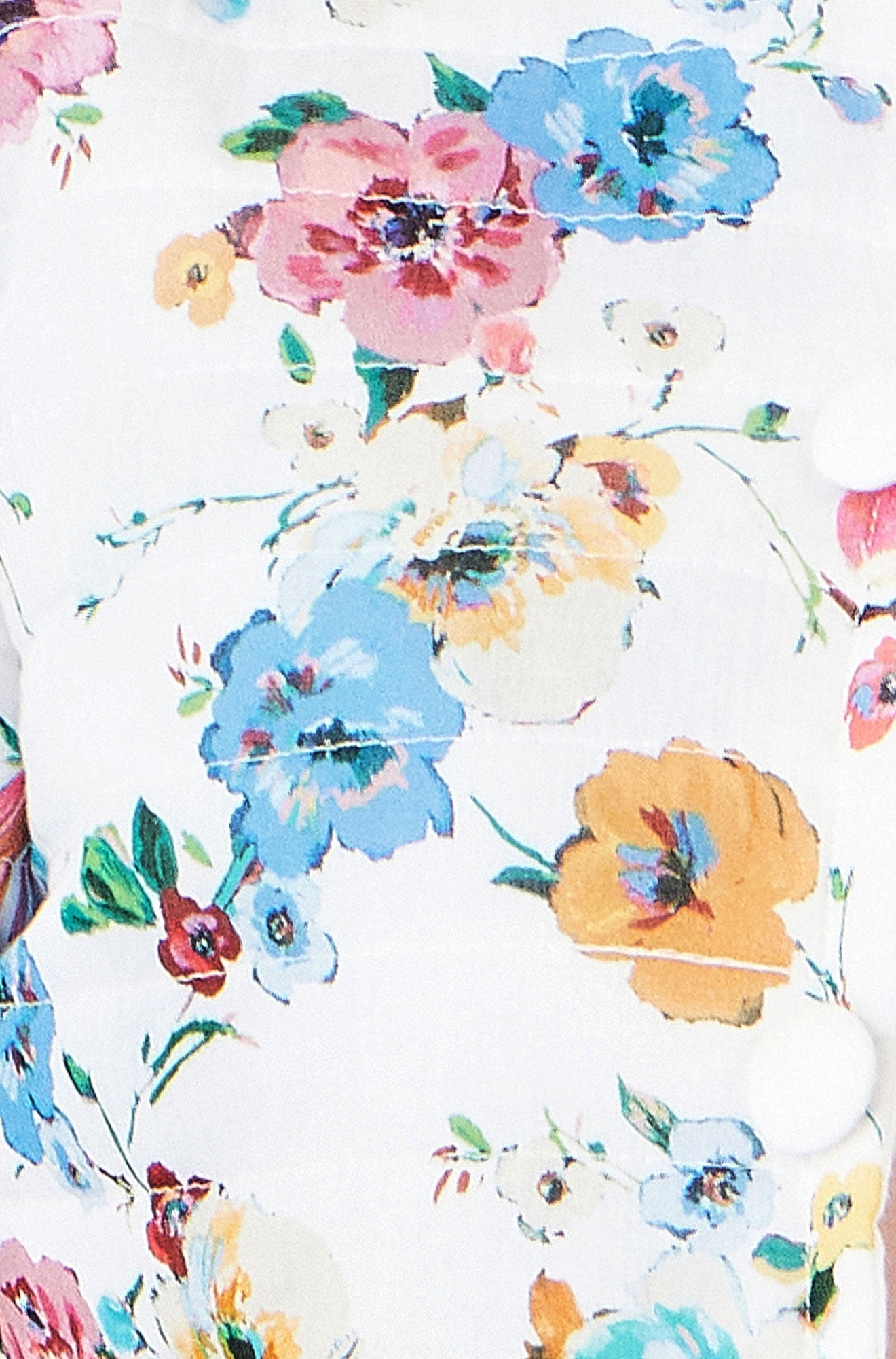 Yumi White Floral Embroidery Reversible Cotton Jacket