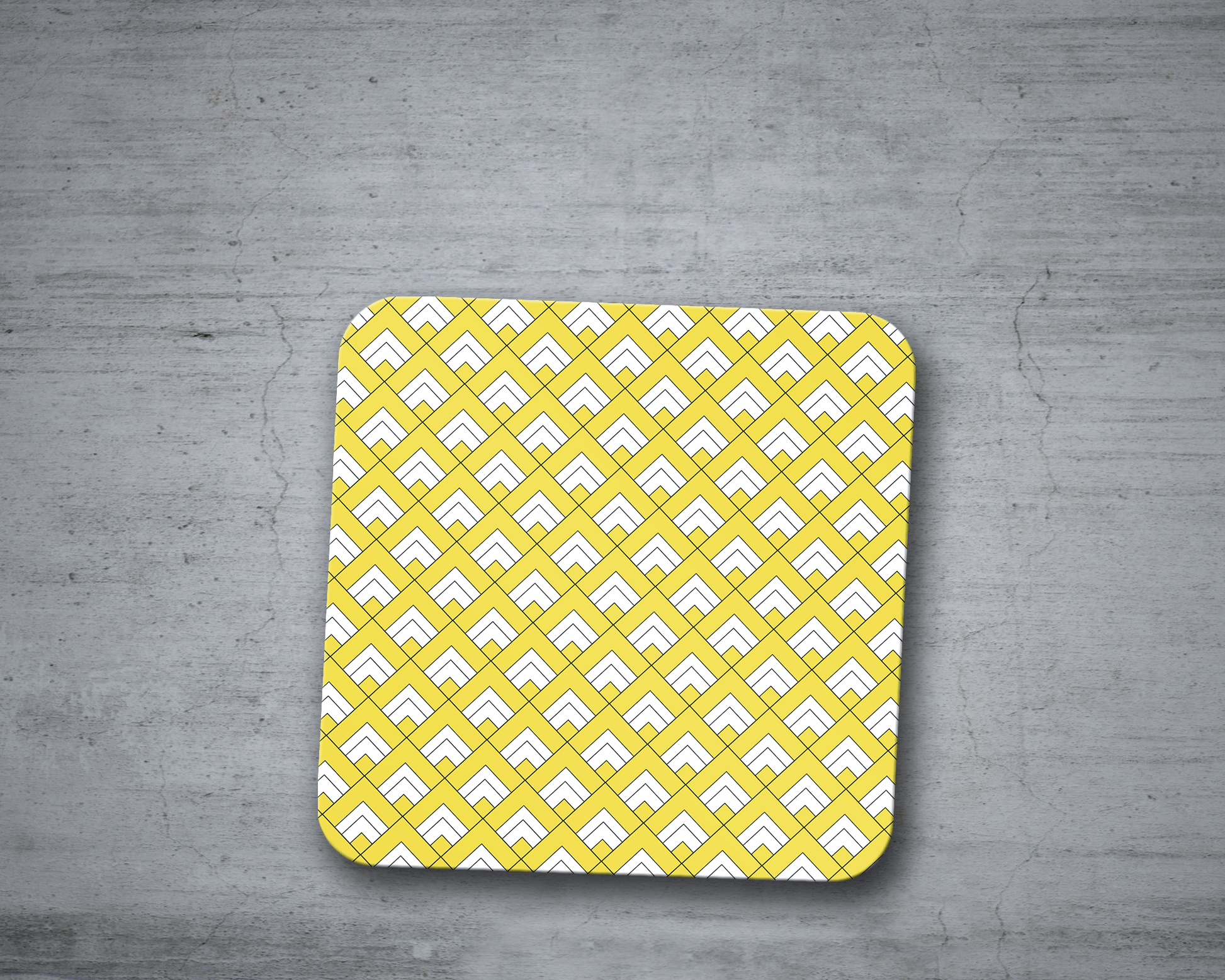 Yellow and White Geometric Tiles Design Coasters, Table Decor Drinks Mat