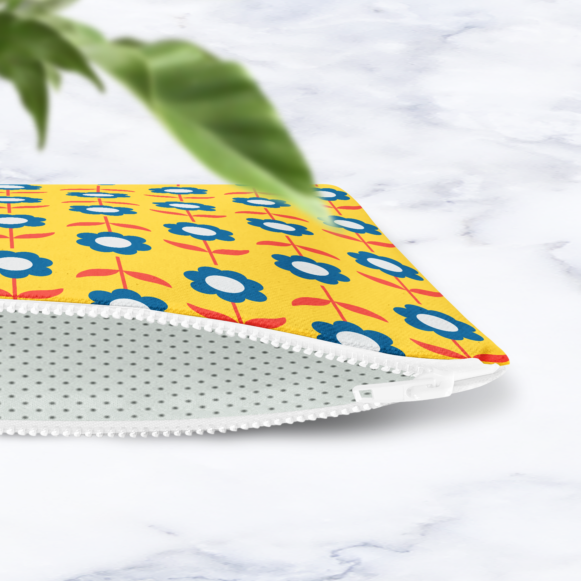 Bright Yellow Retro Flowers Make Up Bag